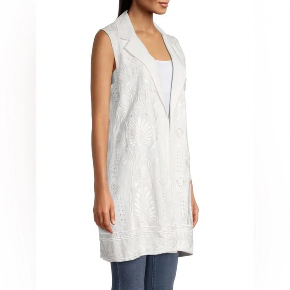 NWT Kobi Halperin Long Siena Vest Embroidered in Hab White size Medium - Picture 6 of 9